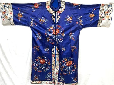 Chinese Embroidered Blue Women's Robe