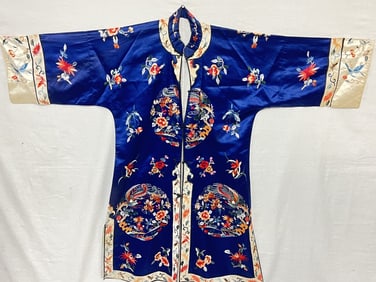 Chinese Embroidered Blue Women's Robe