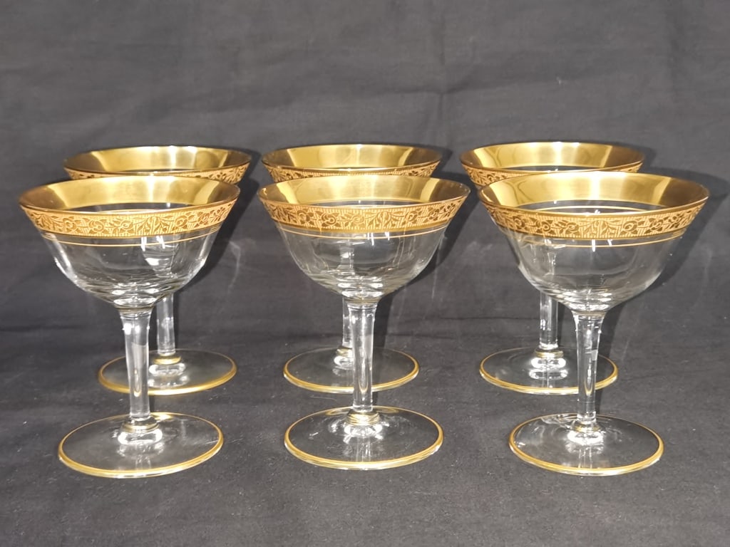 (6) Vintage Tiffin Franciscan "Rambler Rose" Wine Glasses: (6) Vintage Tiffin Franciscan "Rambler Rose" Wine Glasses, 4.75in