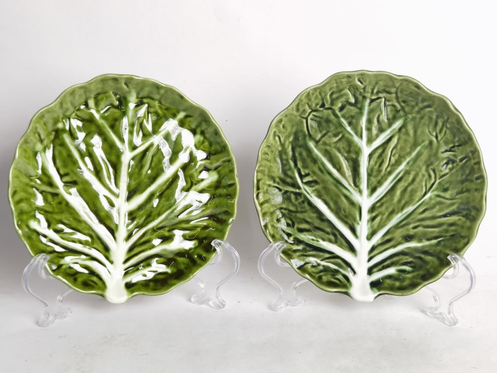 (2) Vintage Belo Portugal Porcelain Cabbage Leaf P (1 of 3)