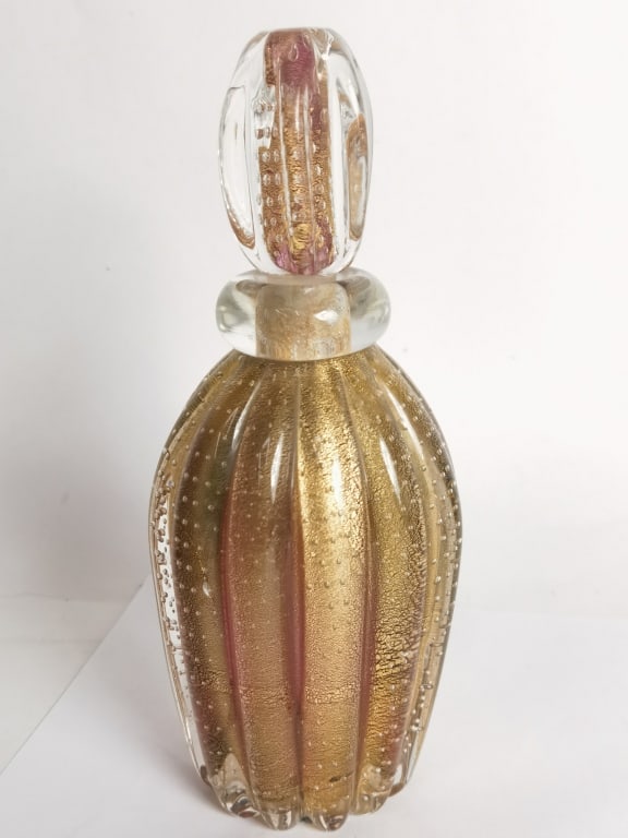 Vintage Large Murano Italy Gold Glitter Glass Perf (1 of 3)