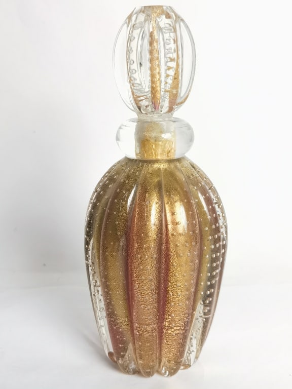 Vintage Large Murano Italy Gold Glitter Glass Perf (1 of 4)