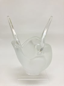 Lalique France "Sylvie" Dove Frosted Crystal Vase