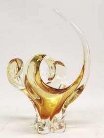 Chalet Honey Amber Curl Art Glass Vase