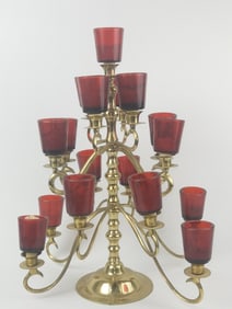Vintage Seventeen Branch Brass Church Candelabra