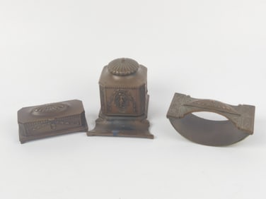 (3) Antique Jennings Brothers Bronze Repousse Stud