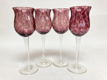 (4) 1997 V. Ines Amethyst/Clear Wine Glasses