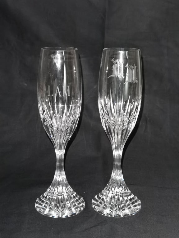Pr. of Baccarat Crystal Champagne Flutes: Pr. of Baccarat Crystal Champagne Flutes, 8 5/8in