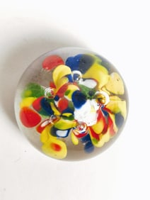 Vintage Unmarked Multicolor Glass Paperweight
