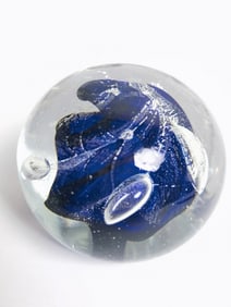 1994 Signed Cobalt Blue Art Glass Paperweight