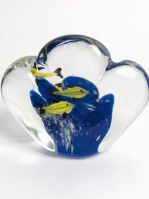 Vintage Murano Italy Aquarium Glass Paperweight