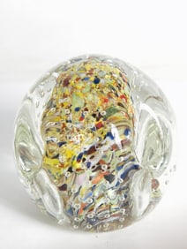 Murano Italy Speckle Controlled Bubble Glass Paperweight