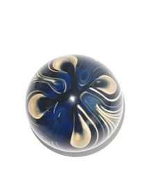 1980 Signed Blue/Beige Pulled Swirl Glass Paperweight