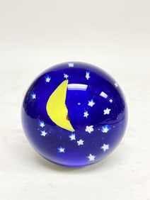 Unmarked Moon & Star Glass Paperweight