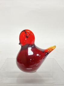 Sweden Red Bird Glass Paperweight