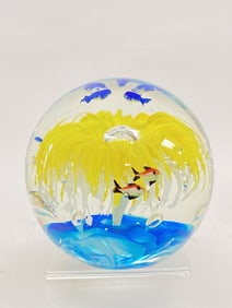 Murano Italy Aquarium Glass Paperweight