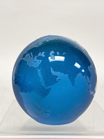 Correia Frosted Blue Glass Globe Paperweight