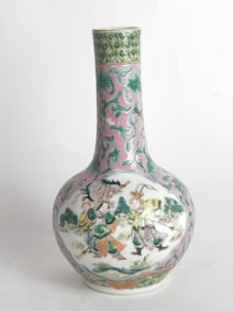 Qing Chinese Porcelain Famille Rose Bulbous Vase