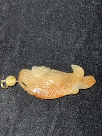 19-20th C. Chinese Jadeite Carved Fish Pendant