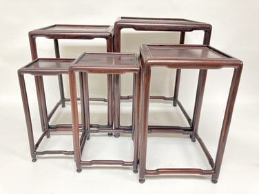 Set of Chinese Hongmu Carved Nesting Stands