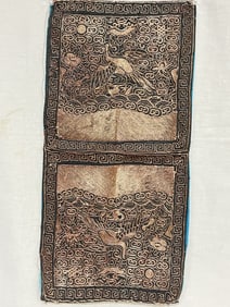 Pr. of Qing Chinese Gold Thread Embroidered Rank B