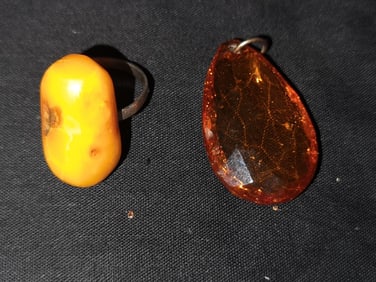Amber Pendant and Butterscotch Egg Yolk Amber Ring