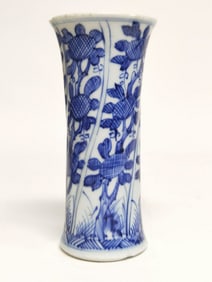 Qing Chinese Porcelain B&W Gu Vase