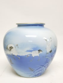 19th C. Japanese Porcelain B&W Jar, Fukagawa