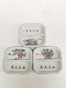 (3) 19-20th C. Chinese Porcelain Famille Rose Sauc