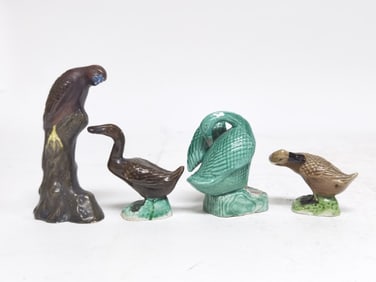 (4) 19-20th C. Chinese Porcelain Sancai Birds