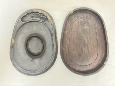 19-20th C. Chinese Duan Style Ink Stone with Fitte