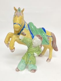 Qing Chinese Porcelain Sancai Horse Figurine