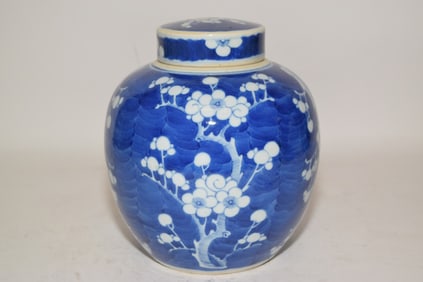 19-20th C. Chinese Porcelain B&W Plum Jar