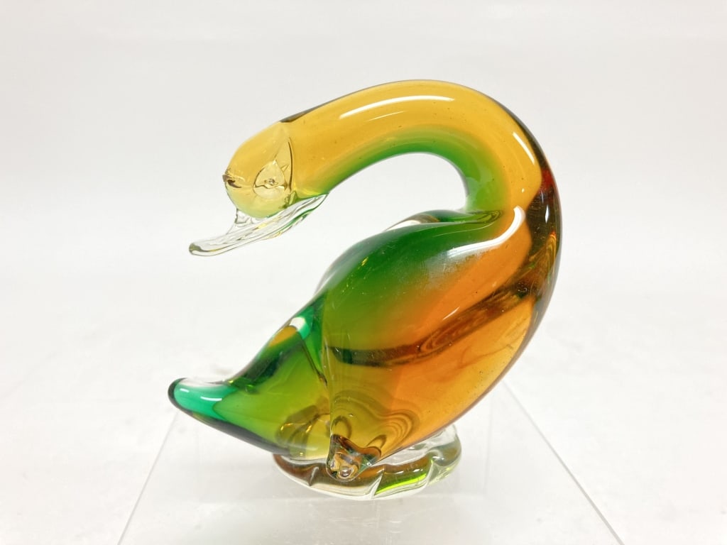 Vintage Murano Italy Sommerso Glass Duck: Vintage Murano Italy Sommerso Glass Duck, 3.5in