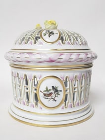 Vintage Herend Hungary Porcelain Rothschild Covered Box