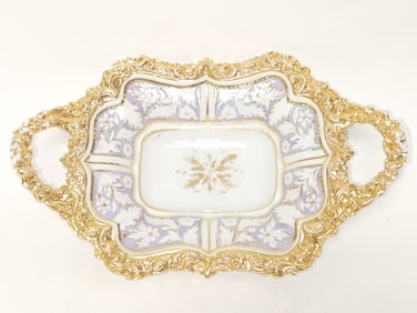 Meiseen Germany Porcelain Gilt Two Handle Dish