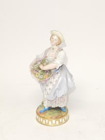 19th C. Meissen Germany Porcelain Maiden Figurine