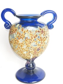 Vintage Murano Italy Speckle Cobalt Blue Glass Vase