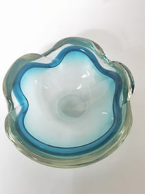 Vintage Murano Italy Blue/Green Glass Bowl
