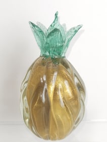 Vintage Murano Italy Gold Glitter Glass Pineapple