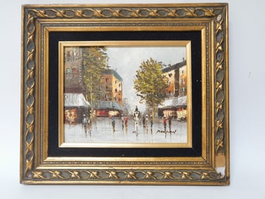 Morgan French Street Scene Oil Painting on Canvas