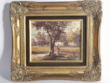 Vintage "Balfour" Country Walk Oil Painting in Gil