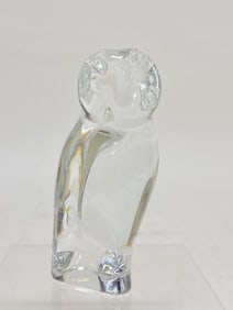 Baccarat France Clear Crystal Owl Paperweight