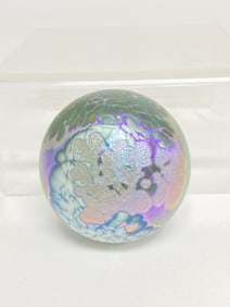 Signed Iridescent Art Glass Paperweight