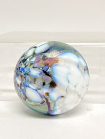 Signed Iridescent Art Glass Paperweight