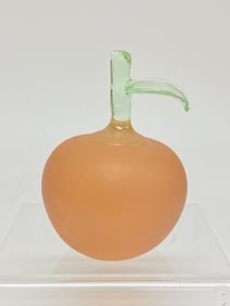 Unmarked Frosted Orange Glass Apple Paperweight
