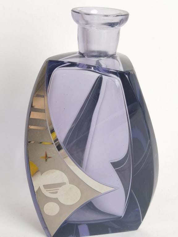 Vintage Art Deco Amethyst Glass Perfume Bottle (1 of 4)