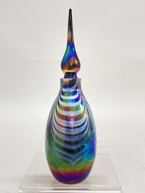 Ganz Iridescent Pulled Feather Glass Perfume Bottle