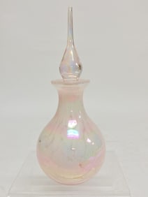 Vintage Pink Iridescent Pink Splatter Glass Perfume Bottle