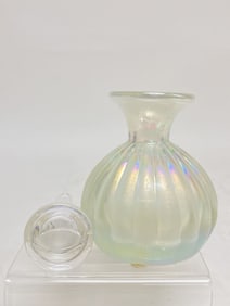 Silverstri Mouth Blown Ribbed Glass Perfume Bottle